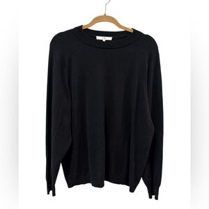 Tibi Merino Wool Blend Crew Neck Sweater in Black Size Large